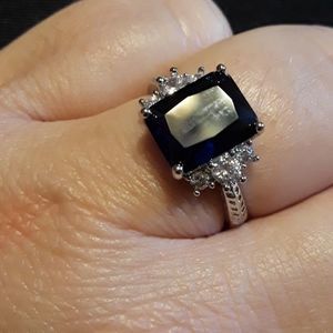 Brilliant Princess Cut Blue Sapphire Luxury Ring
